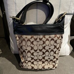 Coach Brown and Black Signature Tote Bag